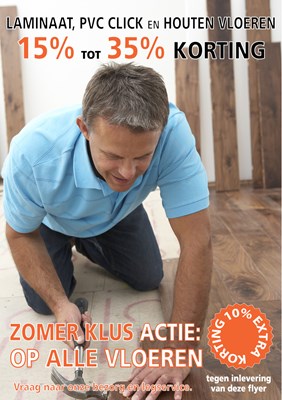 Zomer klus actie. Extra korting Pvc- laminaat- en houten vloeren 